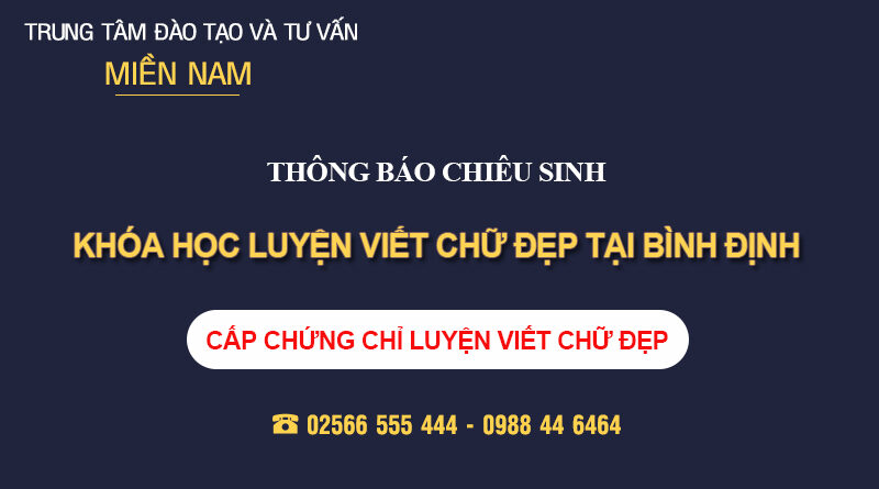 Khóa học Chứng chỉ Luyệt viết chữ đẹp tại Bình Định