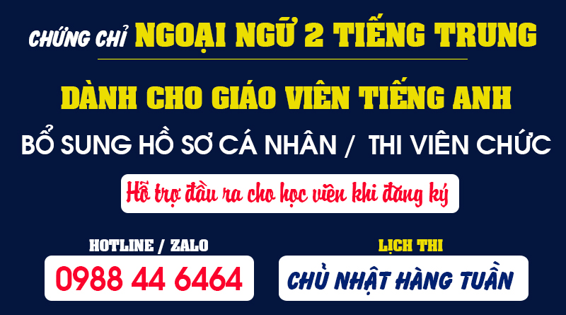 Lịch thi Chứng chỉ Ngoại ngữ 2 Tiếng Trung tại Bình Định