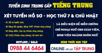 Thông tin Tuyển sinh Trung cấp Tiếng Trung tại Bình Định